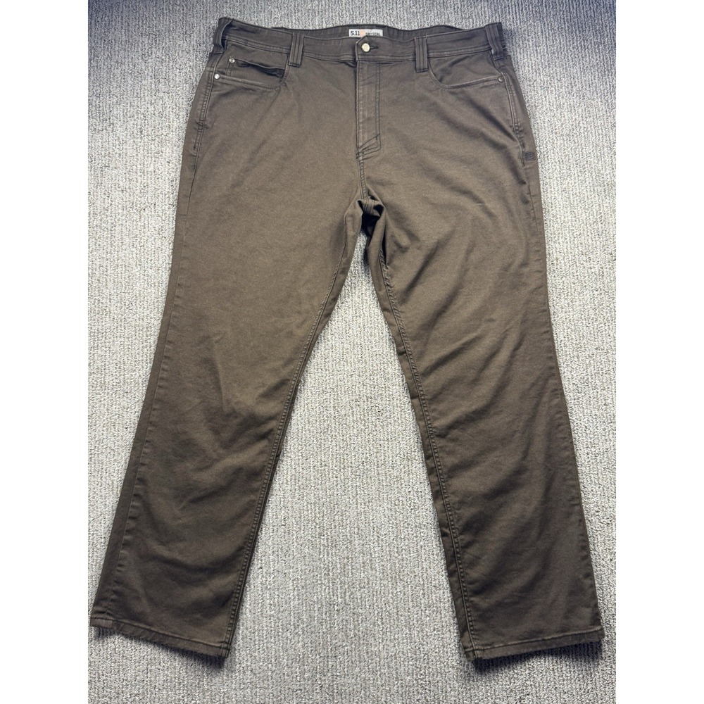 5.11 Tactical Mens 42x32 Straight Fit Defender Flex Pant Brown Chino Jean